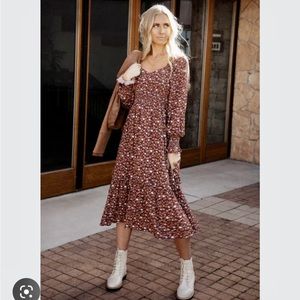Purple floral midi dress